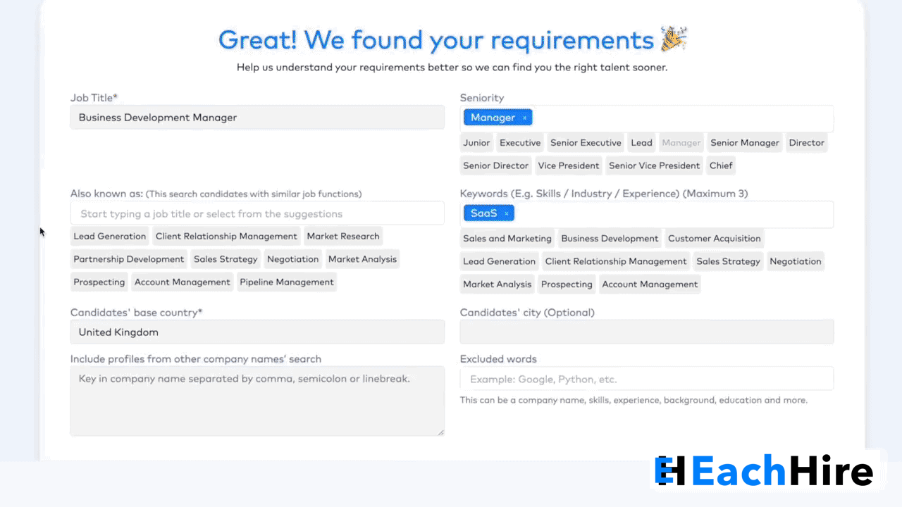 Unlimited Talent Search: EachHire's Self-service AI-powered Talent Search Engine launched!